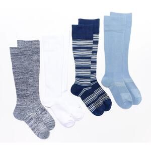Tommie Copper 4Pk UltraTemp & Ultraguard OTC Socks Blue Stripe - Large